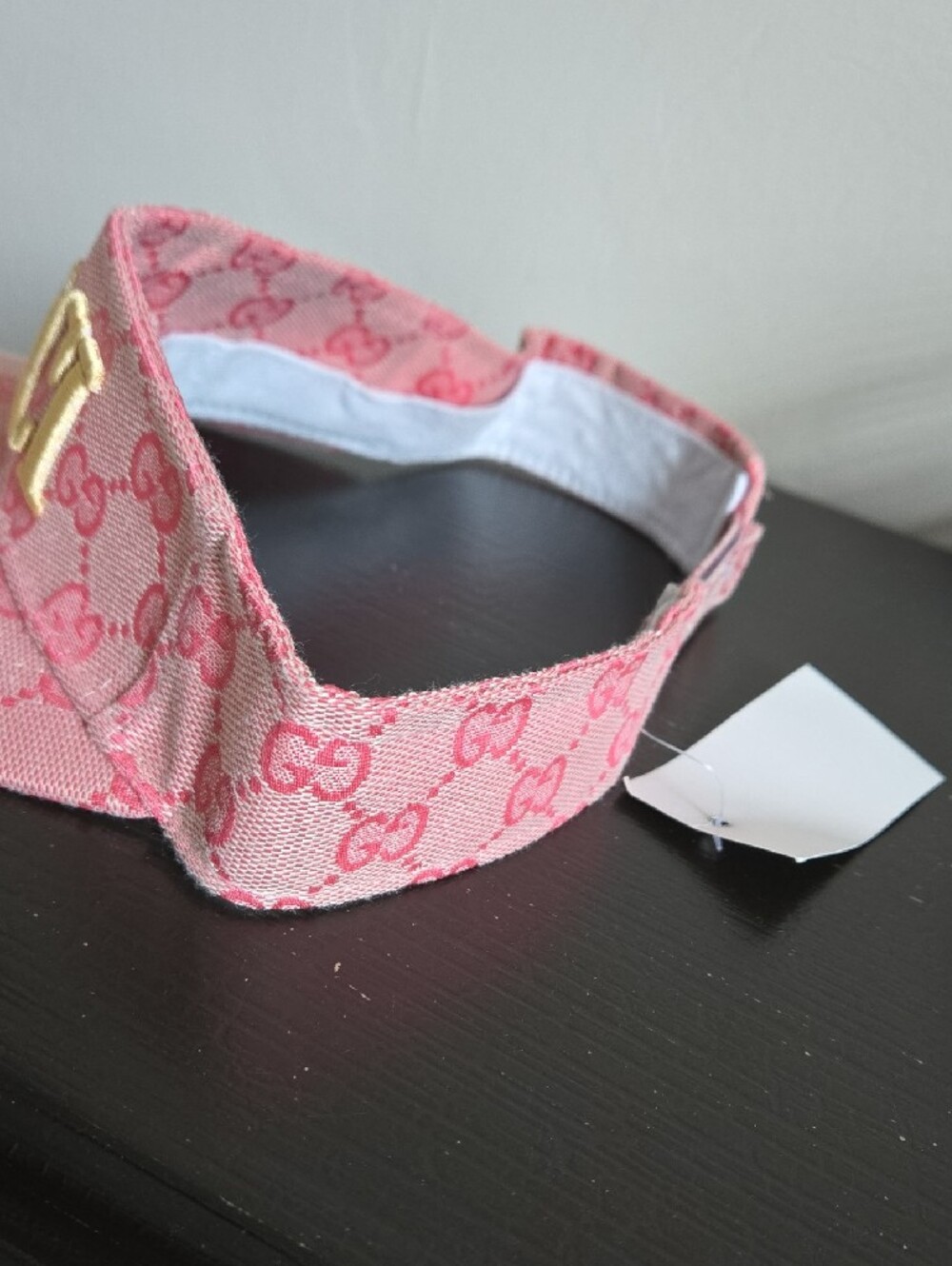 Gold Stiched Lettering Embriodered Pink Monogram Visor with Gold Logo - Picture 2 of 3
